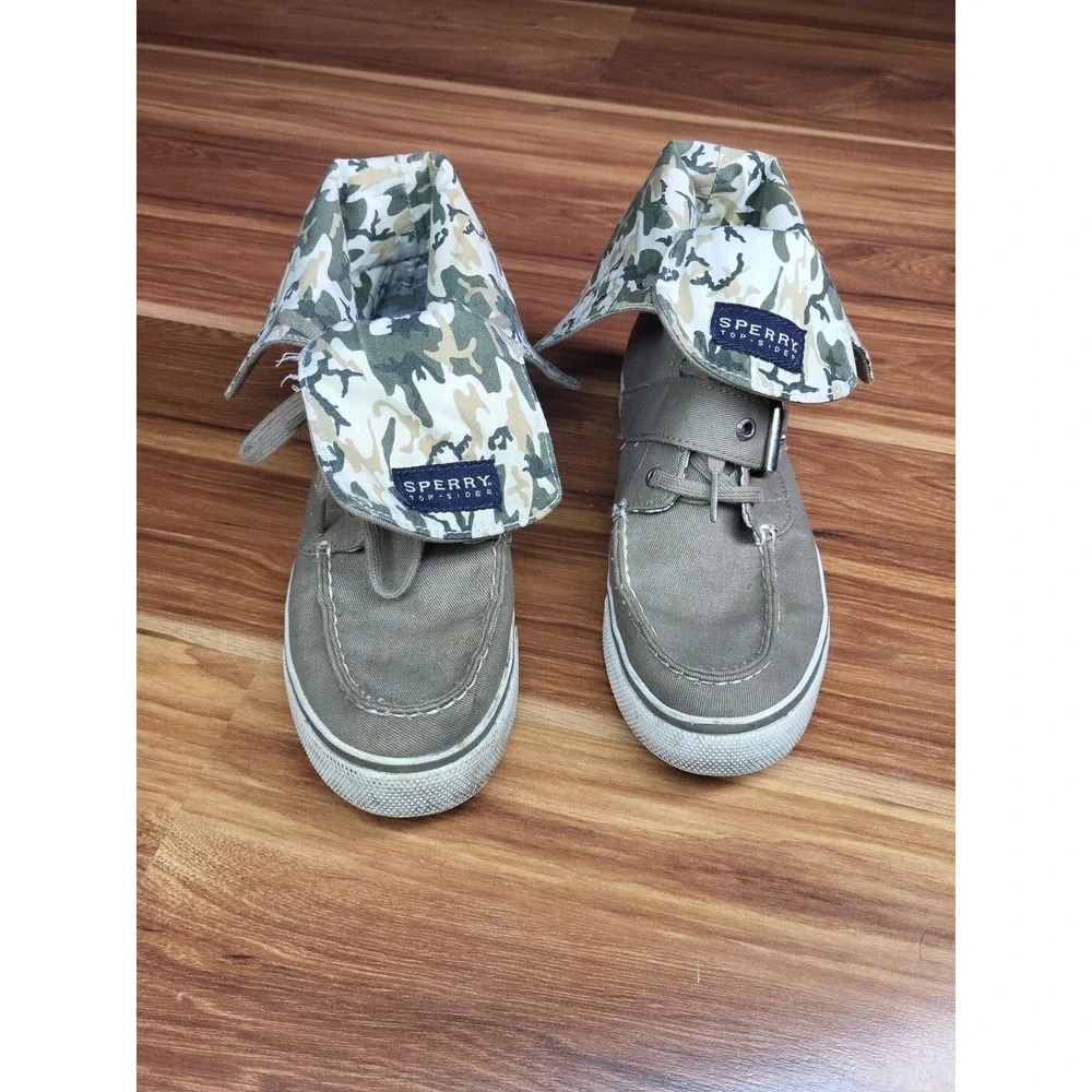 Sperry Top Sider Womens Size 7.5 High Top Canvas Sneaker Camo Lace Up Shoes Rock